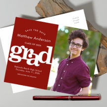 Foto de formatura da data de salvamento vermelho e