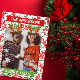 Cartão Postal De Convite Foto de Natal personalizada clássico nórdico