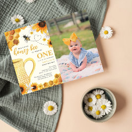 Cartão Postal De Convite Foto de primeiro aniversario de Aquarela de Abelha