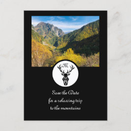 Cartão Postal De Convite Foto do Monograma Silhouette Stag Preto