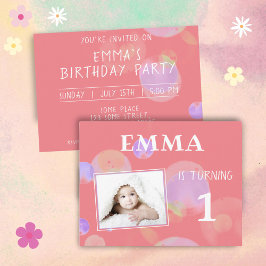 Cartão Postal De Convite Foto do Partido do primeiro aniversario das Bolhas