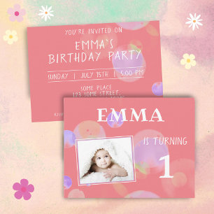 Cartão Postal De Convite Foto do Partido do primeiro aniversario das Bolhas