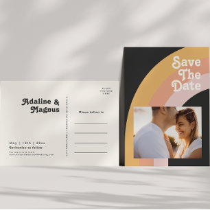 Cartão Postal De Convite Foto em arco-íris escuro do Retro Moderno 70 Guard