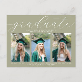 Cartão Postal De Convite Foto Mínima de Graduação de Caligrafia 3