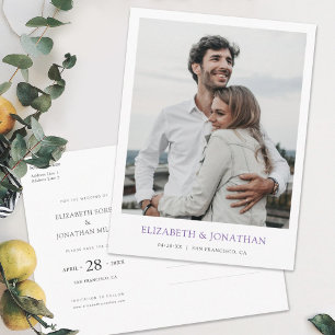Cartão Postal De Convite Foto minimalista moderna para salvar o casamento d