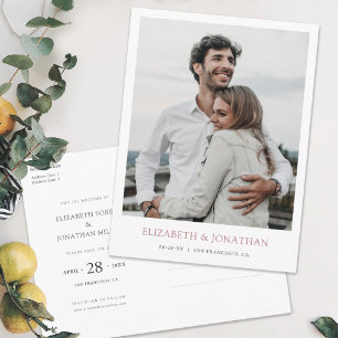 Cartão Postal De Convite Foto minimalista moderna para salvar o casamento d