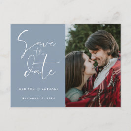 Cartão Postal De Convite Fotografia de casamento 'Salve a Data' em Caligraf
