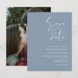 Cartão Postal De Convite Fotos de casamento de Save the Date minimalista em