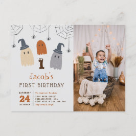 Cartão Postal De Convite Fotos de Primeiro Aniversário de Fantasmas Assusta