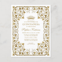 Frame Dourado Branco Moderno, Tiara Quinceanera