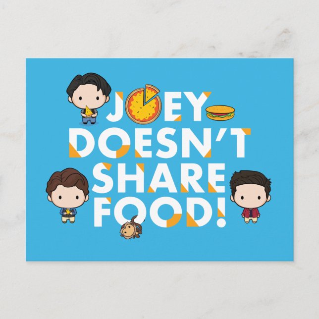 Cartão Postal De Convite FRIENDS™ | Joey Não Divide Comida Chibi (Frente)