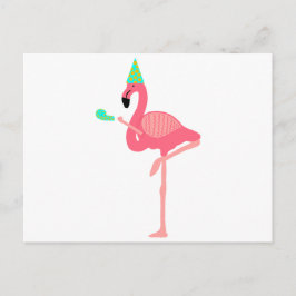 Cartão Postal De Convite Funky Pink Flamingo, Partido Vestido