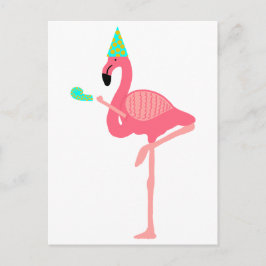 Cartão Postal De Convite Funky Pink Flamingo, Partido Vestido