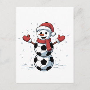 Cartão Postal De Convite Futebol de Boneco de Neve Natal Papai Noel Beisebo