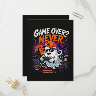 Cartão Postal De Convite Game Over Nunca Gamer Fantasma Halloween Engraçado
