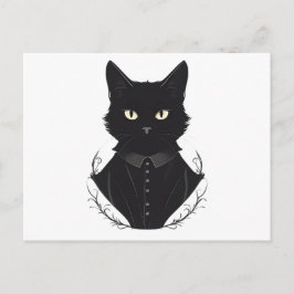 Cartão Postal De Convite Gato Preto Encantado de Salem