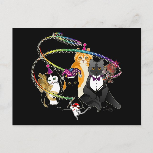 Cartão Postal De Convite Gatos do Partido (Frente)