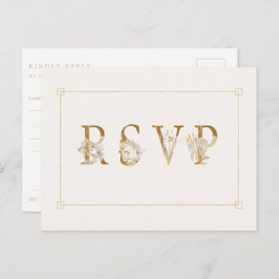 Cartão Postal De Convite Gilded Floral Wedding RSVP Song Request