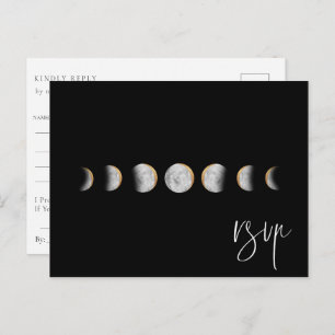 Cartão Postal De Convite Gilded Moon Phases Wedding RSVP Song Request