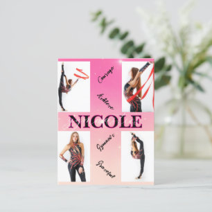 Cartão Postal De Convite Ginástica Entrelaçada Rosa 4 Foto Encorajamento