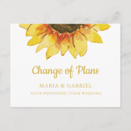 Cartão Postal De Convite Girassol russo. Adiar casamento Alterar a Data