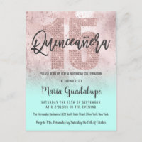 Girly Grunge Rosa Dourada Mint Glitter Quinceañera