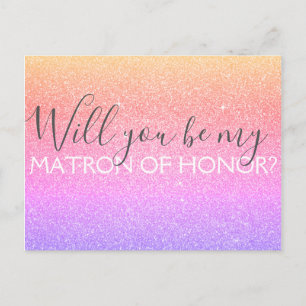 Cartão Postal De Convite Glitter roxo rosa e magia de honra