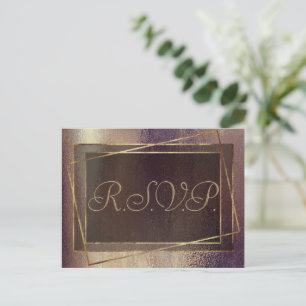 Cartão Postal De Convite Glitzy Foil   Ouro Bronze Faux Glam RSVP de cobre