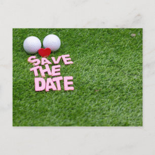 Cartão Postal De Convite Golfe salve encontro com bola de golfe e coração