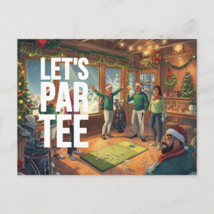 Cartão Postal De Convite Golfista Festa de Natal Par-Tee