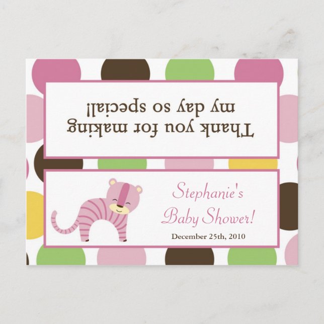 Cartão Postal De Convite Goody Bag Topper Jungle Rainha Tiger Safari Anima (Frente)