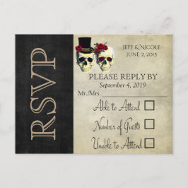 Cartão Postal De Convite Gótico RSVP Vermelho de Casamento Russo de Noiva &