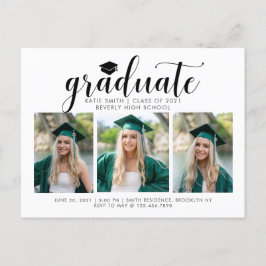Cartão Postal De Convite Graduação 3 de Caligrafia de Script Elegante