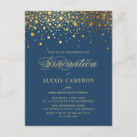 Graduação de Azul Confetti - Folha de Ouro Elegant