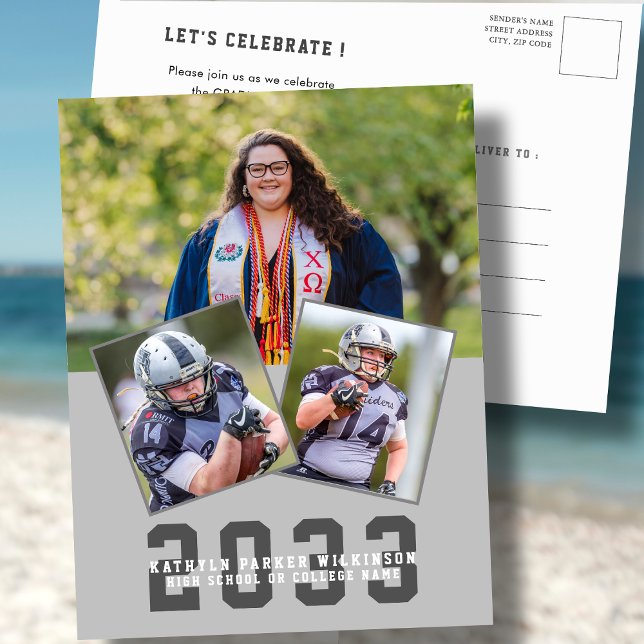 Cartão Postal De Convite Graduação de Foto com Script 3 Moderno em Negrito  (Criador carregado)