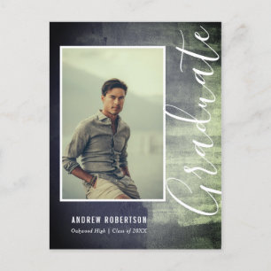 Cartão Postal De Convite Graduação de Foto do Shimmer abstrato Rustic