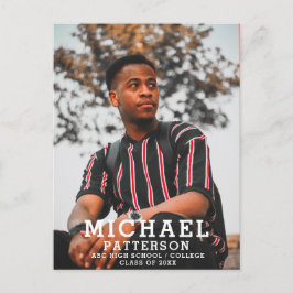 Cartão Postal De Convite Graduação de Fotos Minimalista Moderna Tipografia