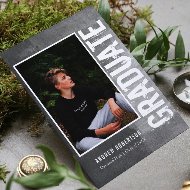 Cartão Postal De Convite Graduação de Fotos Urbana Grunge (Criador carregado)