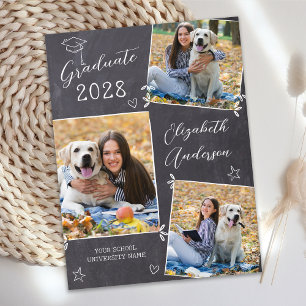 Cartão Postal De Convite Graduação de Quadros de Fotos Russos Casuais 3