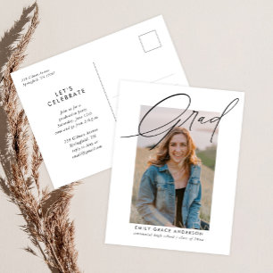 Cartão Postal De Convite Graduação de Script de Tendy Calliografia Elegante