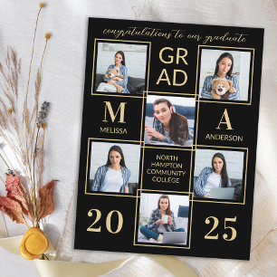 Cartão Postal De Convite Graduação Dourada Personalizada de Foto Elegante 6