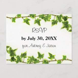 Cartão Postal De Convite Green Ivy - Placa de Posto RSVP
