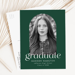 Cartão Postal De Convite Green   Modern Minimalist Photo Graduation Party
