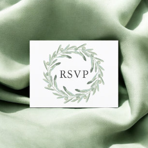 Cartão Postal De Convite Greenery Olive Wedding RSVP