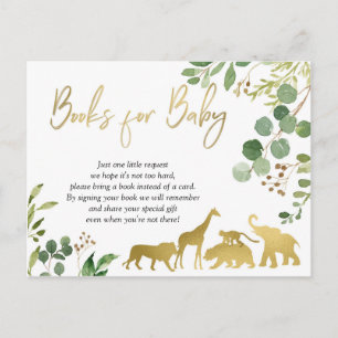Cartão Postal De Convite Greenery Safari - Livros de Chá de fraldas Animal 