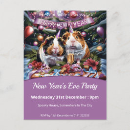 Cartão Postal De Convite Guiné Pigs no Ano Novo