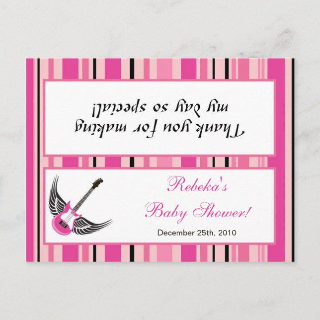 Cartão Postal De Convite Guitarra Rosa Punk Rocha De Bag Goody Topper Girly (Frente)