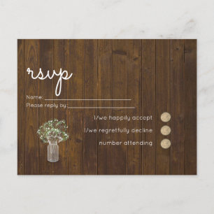 Cartão Postal De Convite Gypsophila Mason Jar Wedding RSVP