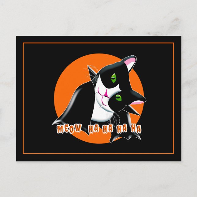 Cartão Postal De Convite Halloween Cat (Frente)