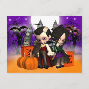Cartão Postal De Convite Halloween, celebração de Halloween, Noite de Hallo